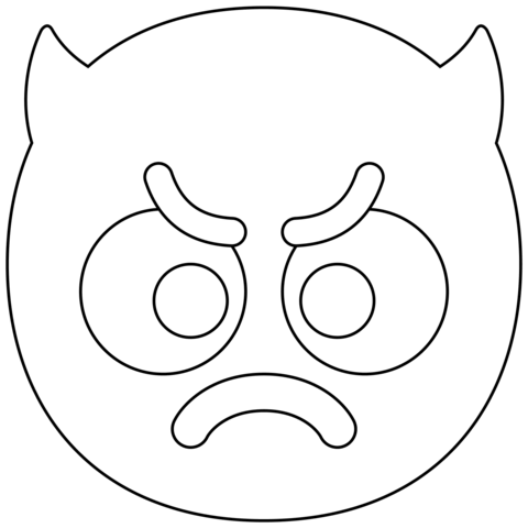 Angry Face With Horns Emoji Coloring Page